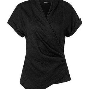 Marc Cain Black Linen Wrap Top